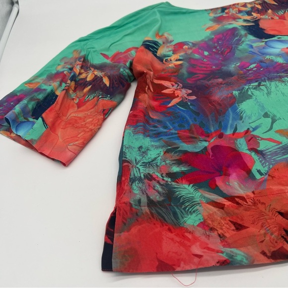 Soft Surroundings Floral Print Boxy Blouse – Size M – Colorful 3/4‎ Sleeve Top - Picture 2 of 11